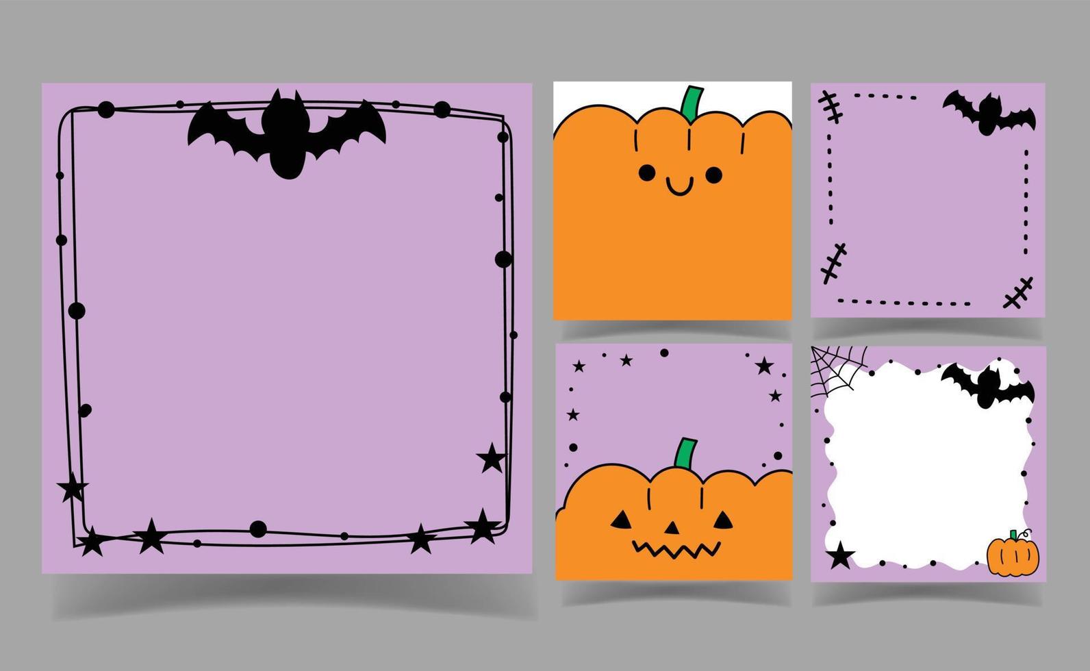 Halloween black and purple color background collection. memo template. vector