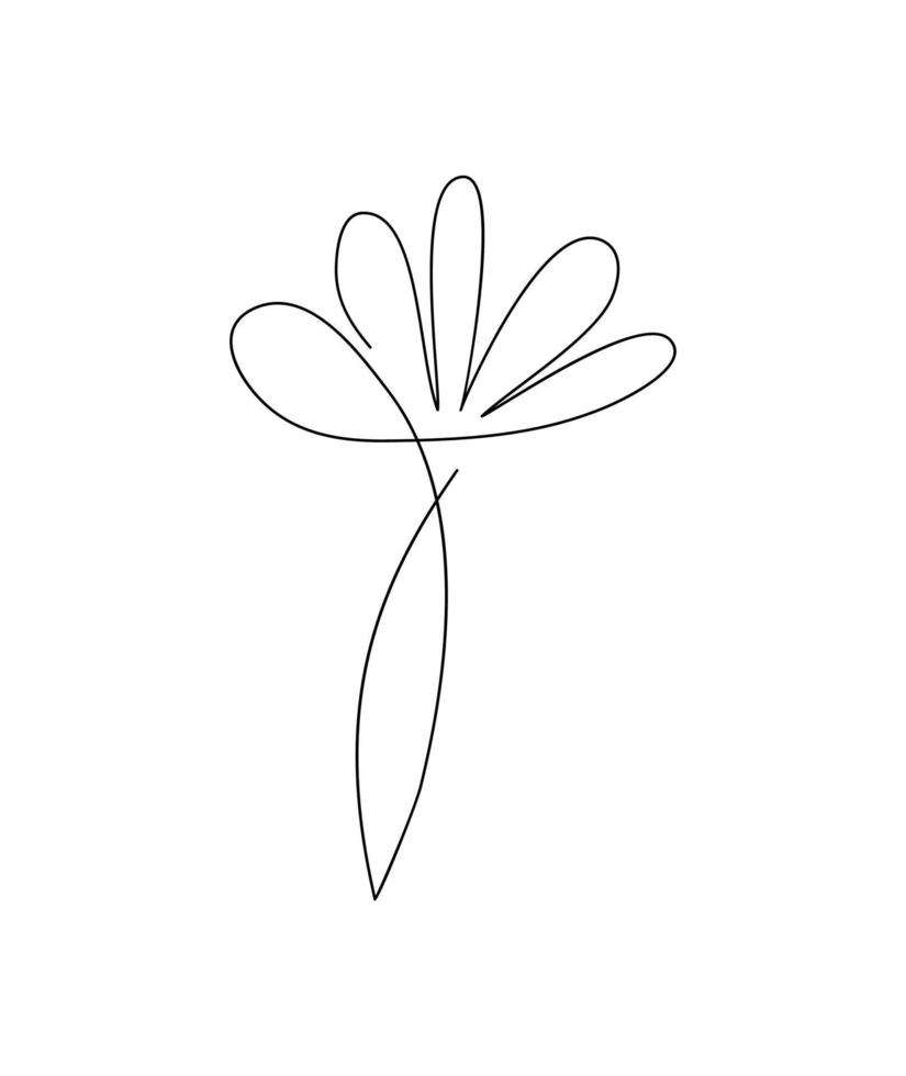 Flower vector one line art logo. Minimalist contour drawing monoline. Continuous line artwork for banner, book design, web illustration