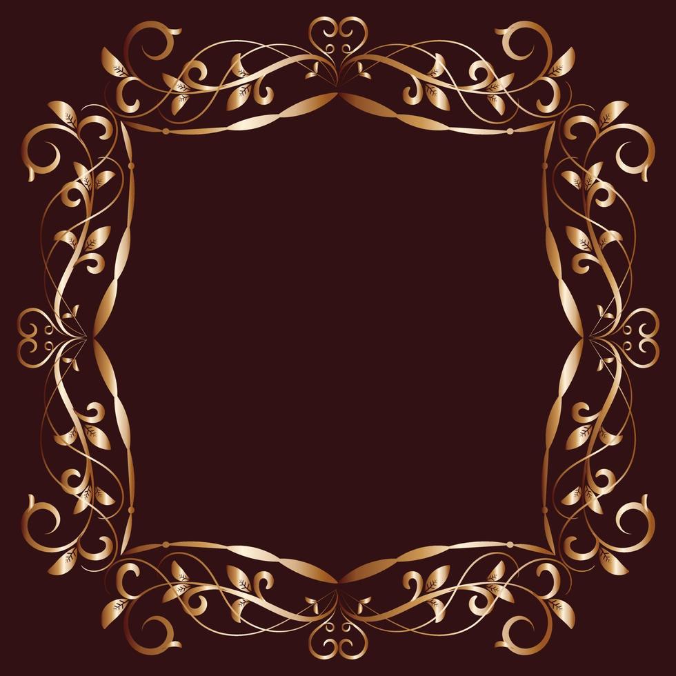 Decorative frame Elegant vector element for design in Eastern style, place for text. Beautiful floral golden border. Lace illustration for invitations, greeting cards and T Shirt design.