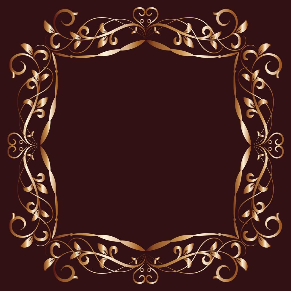 Decorative frame Elegant vector element for design in Eastern style, place for text. Beautiful floral golden border. Lace illustration for invitations, greeting cards and T Shirt design.