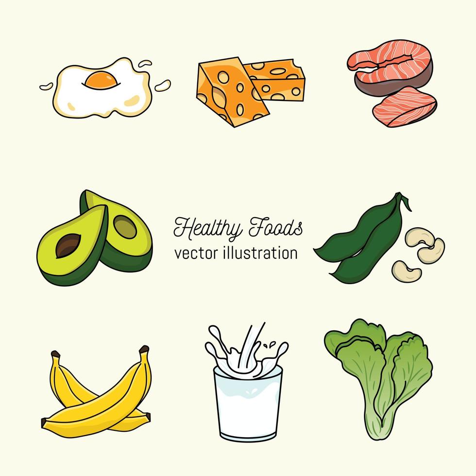 set of healthy foods vector illustration
