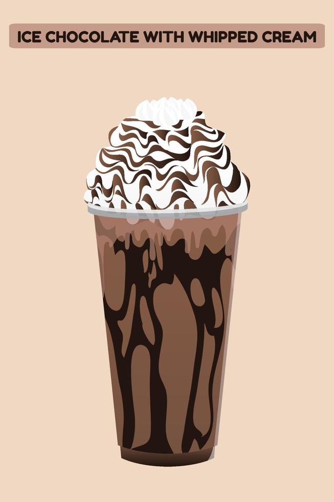 Ice chocolate whipped cream icon vector