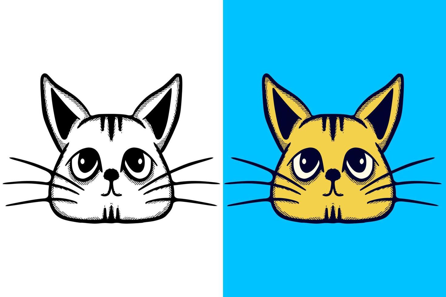 vector de estilo vintage de dibujos animados dibujados a mano de ilustración de gato