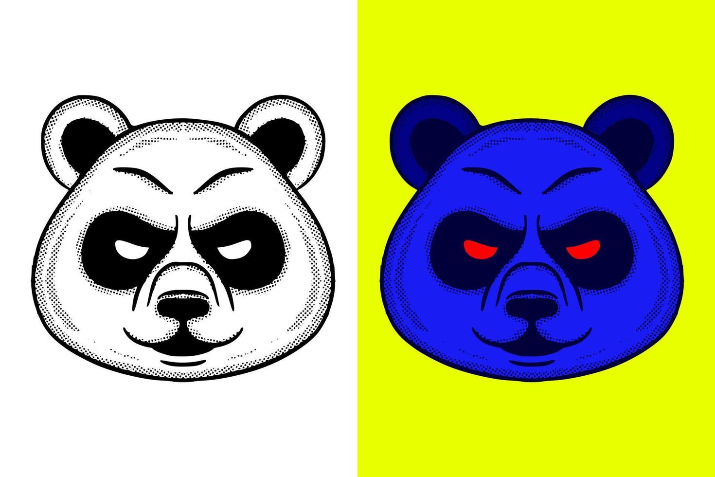 vector de estilo vintage de dibujos animados dibujados a mano de panda