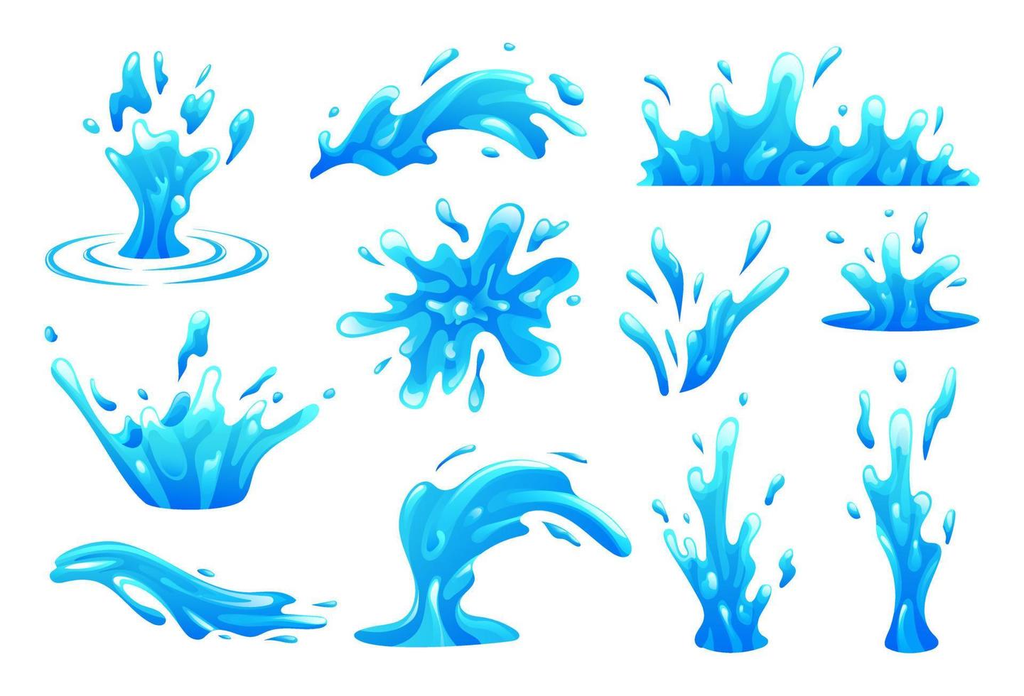 colección de salpicaduras de agua en estilo de dibujos animados vector