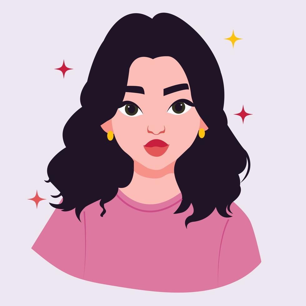 retrato de una chica hermosa. moda y belleza. ilustración vectorial brillante en estilo plano. vector