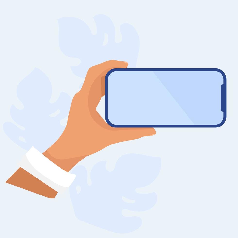 Human hand holding mobile phone. - Vector. vector