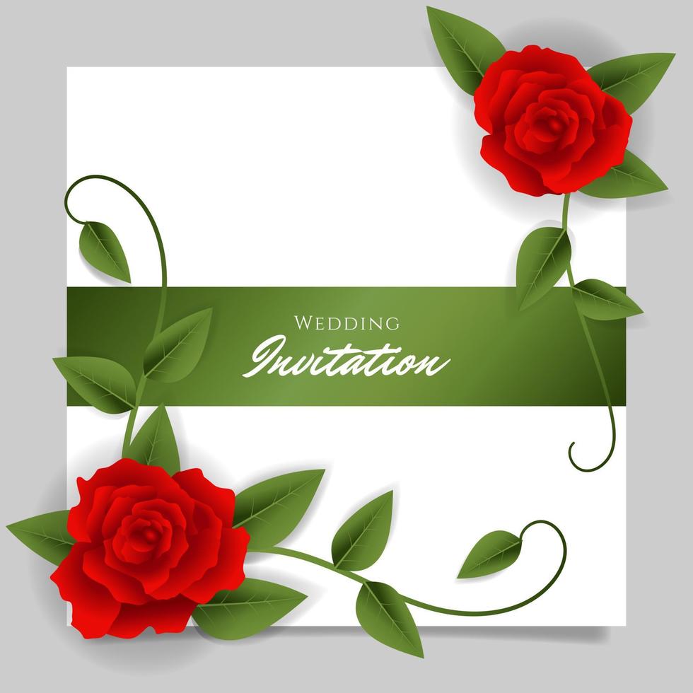 plantillas de tarjetas de invitación de boda o saludo del día de san valentín con una hermosa rosa roja realista. - vectores. vector