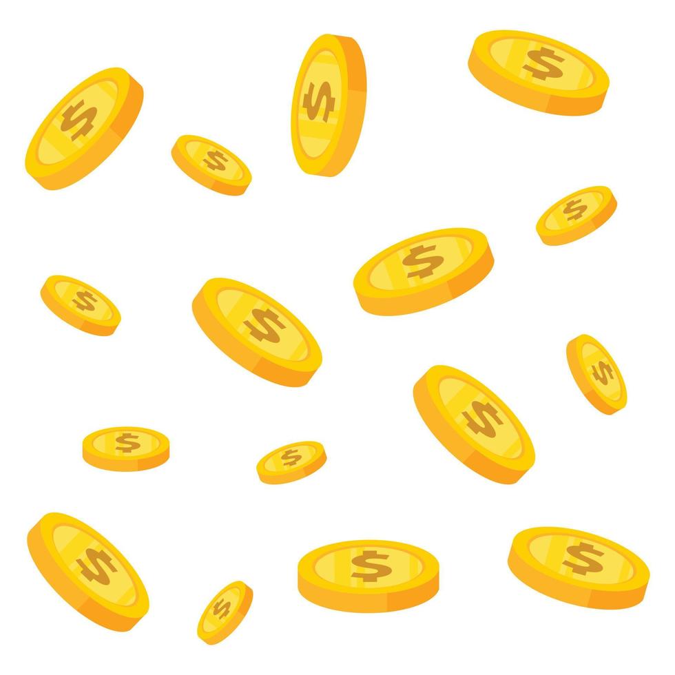 falling gold coin vector illustration. finance, vector design suitable for websites, apps, banners, pamphlets, components and elements.