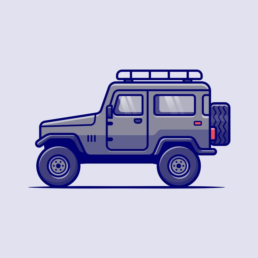 Off Road Car Cartoon Vector Icon Illustration. Transportation  Icon Concept Isolated Premium Vector. Flat Cartoon Style