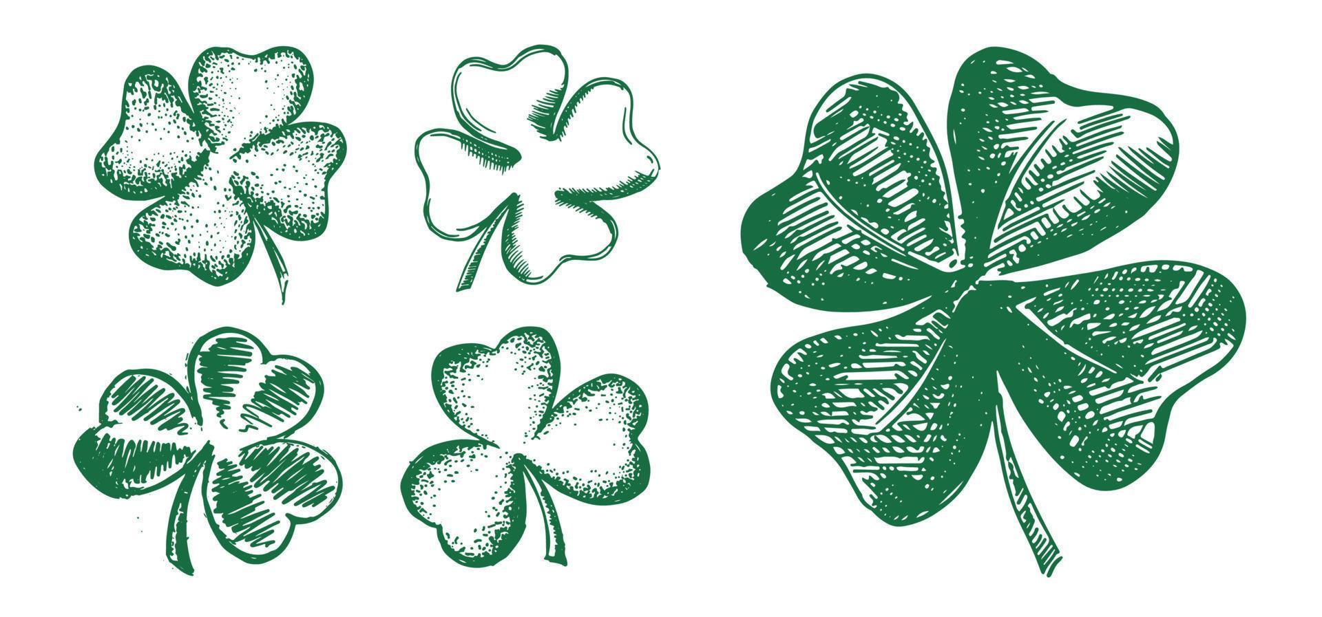 Clover set. Patrick's day. Hand drawn illustration. vector