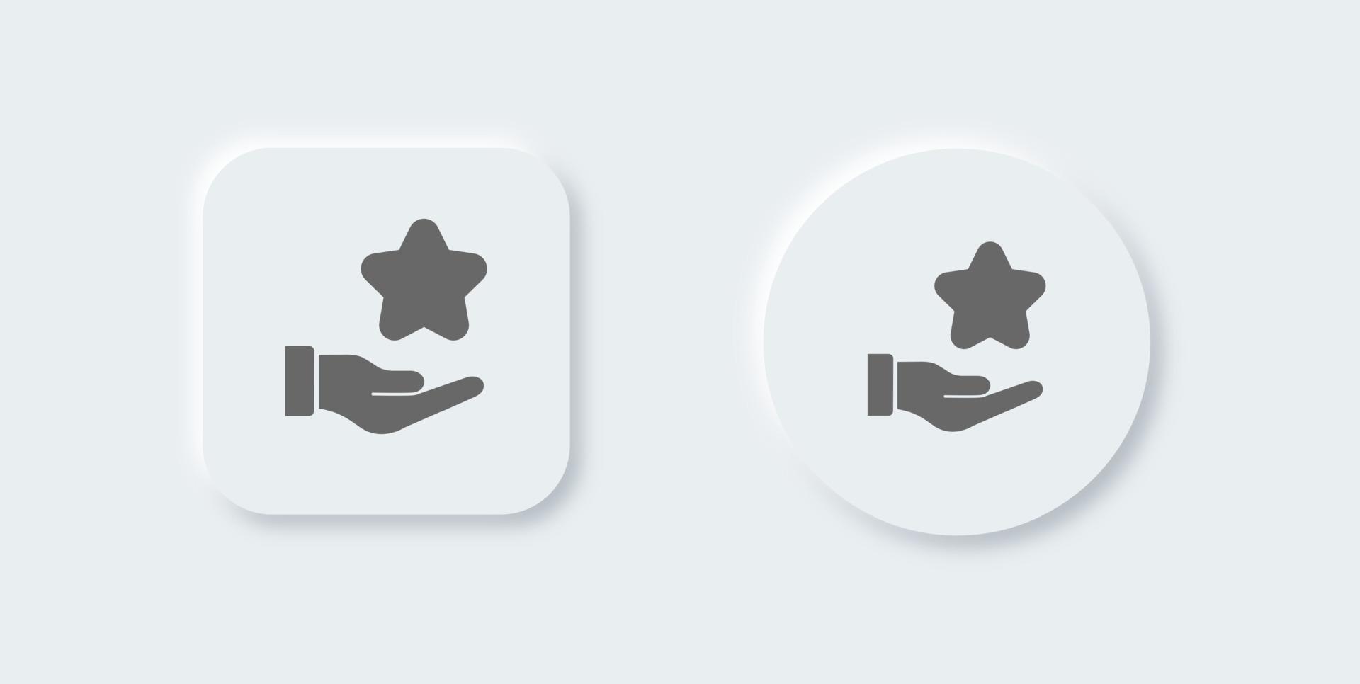 Rating solid icon in neomorphic design style. Rate us signs vector illustration.