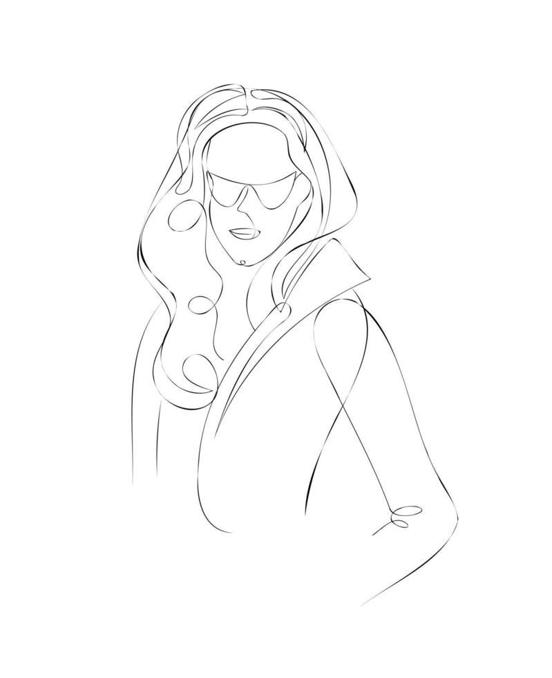 Abstract girl lineart for fashion lifestyle design. vector