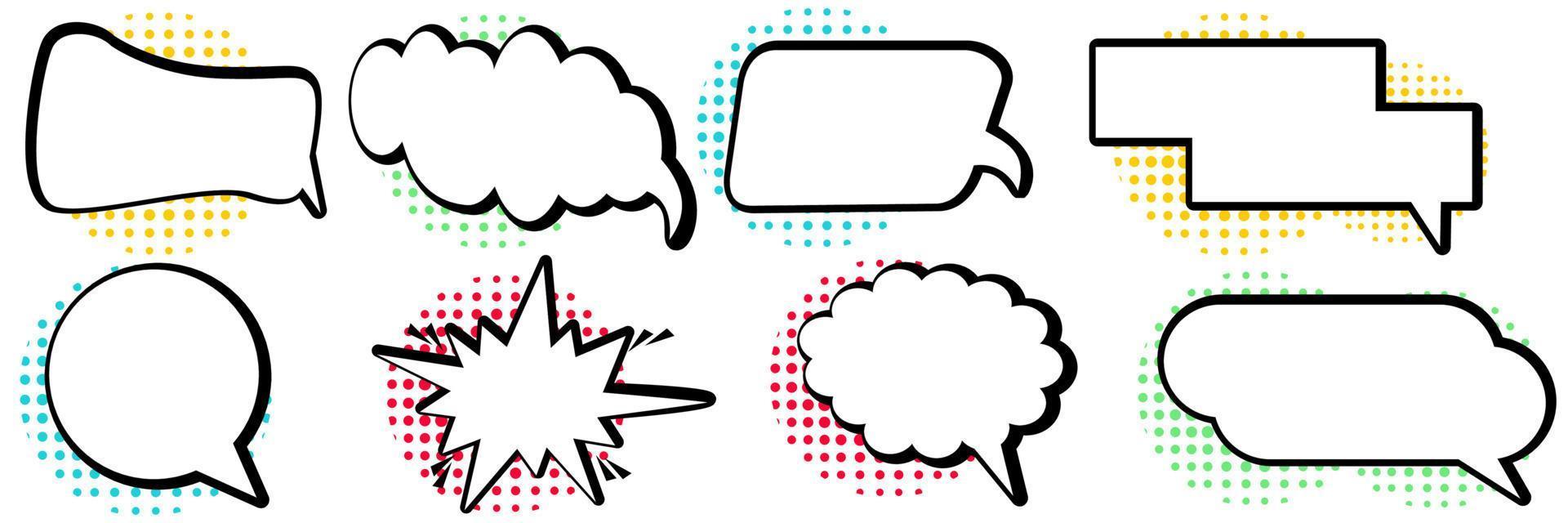 The usual set of speech bubbles for comics Doodle set elements Vector illustration