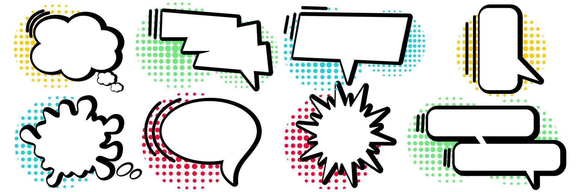 The usual set of speech bubbles for comics Doodle set elements Vector illustration