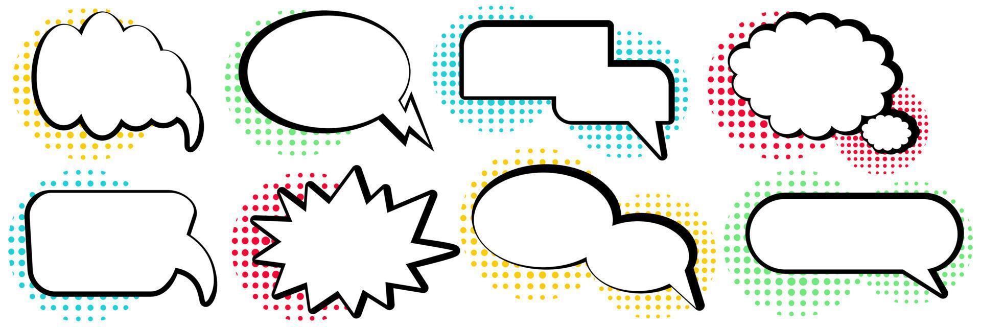 The usual set of speech bubbles for comics Doodle set elements Vector illustration