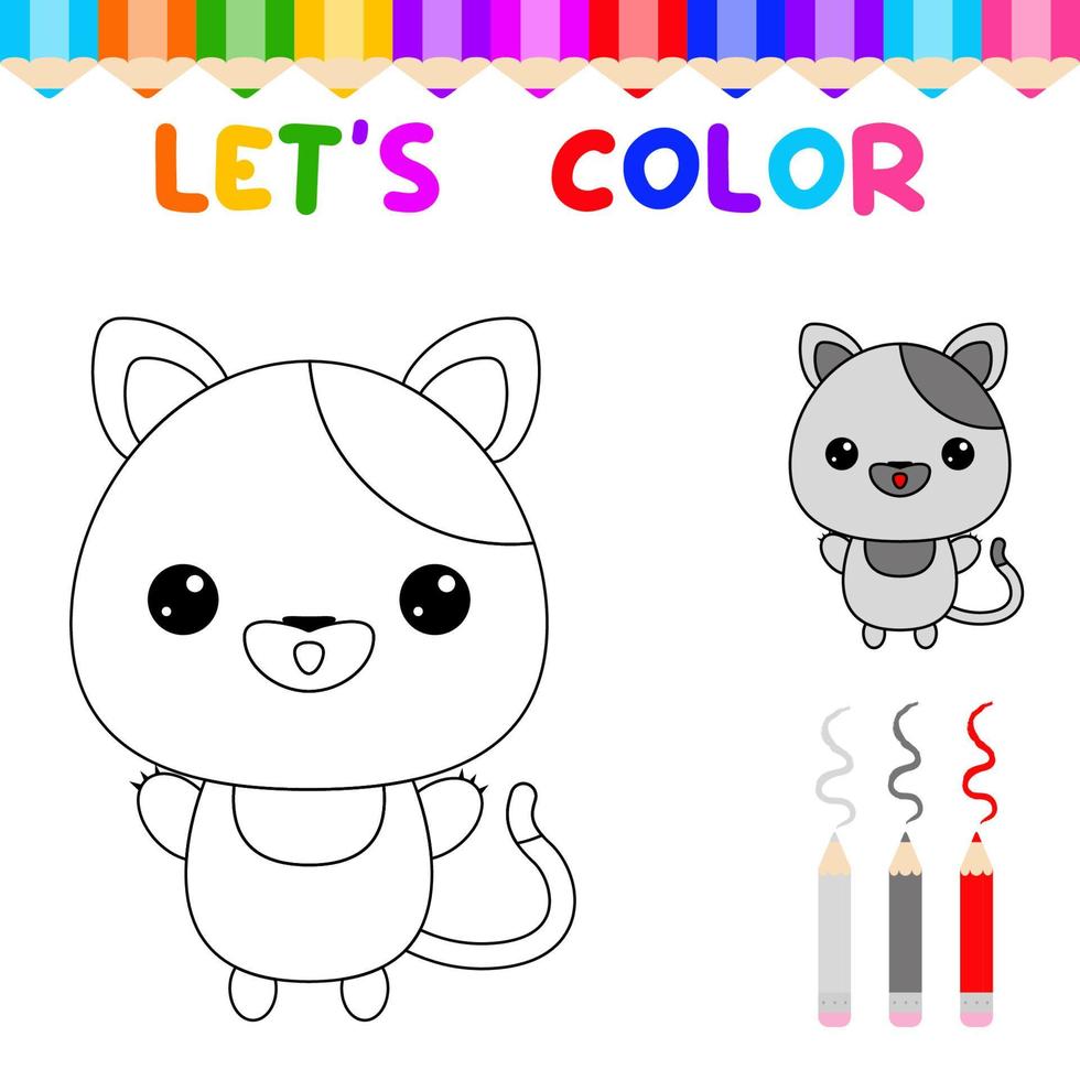 Lets color cute animals.Coloring book for young children. education game for children. Paint the cat vector