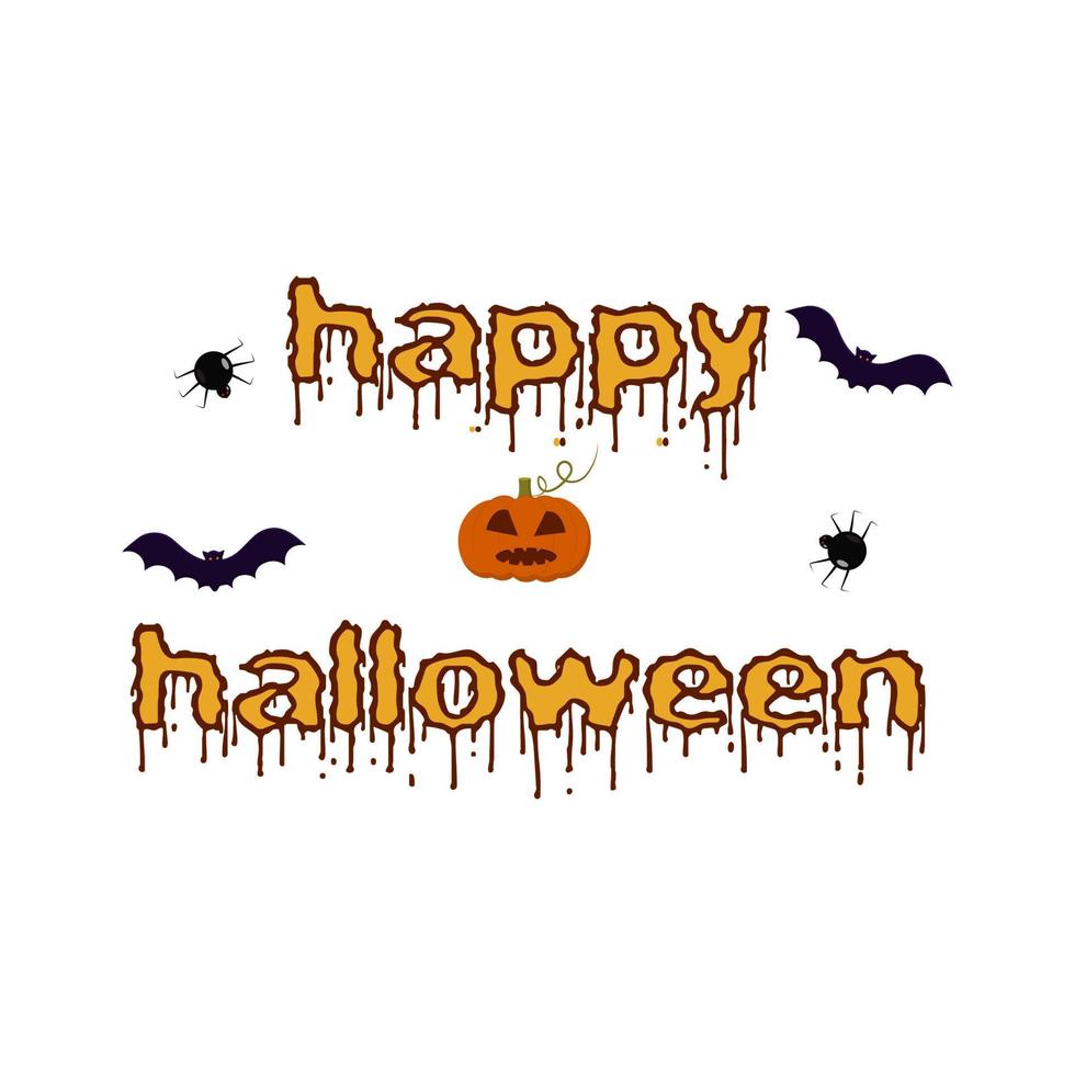 the inscription happy Halloween on a white background in yellow letters can be used for banners posters posters vector