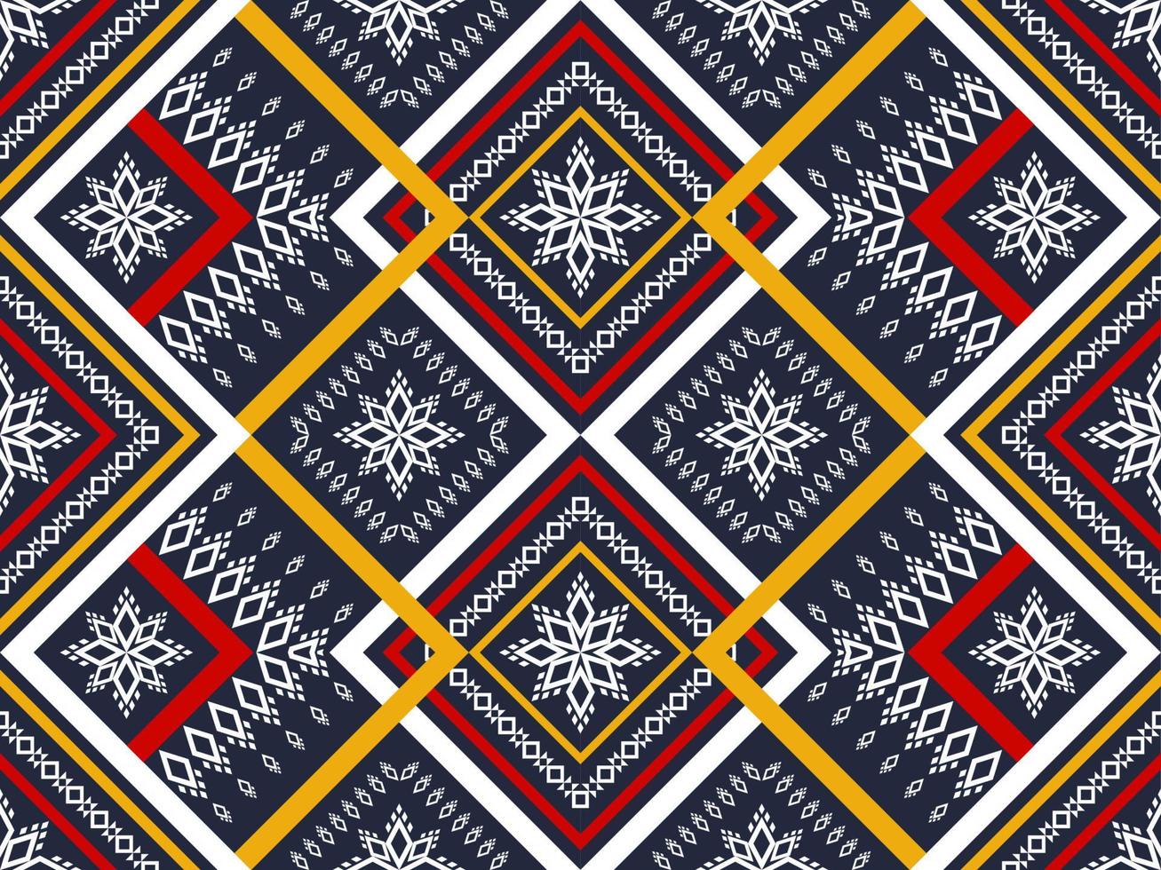 Geometric seamless pattern in tribal. Fabric ethnic flower pattern. vector