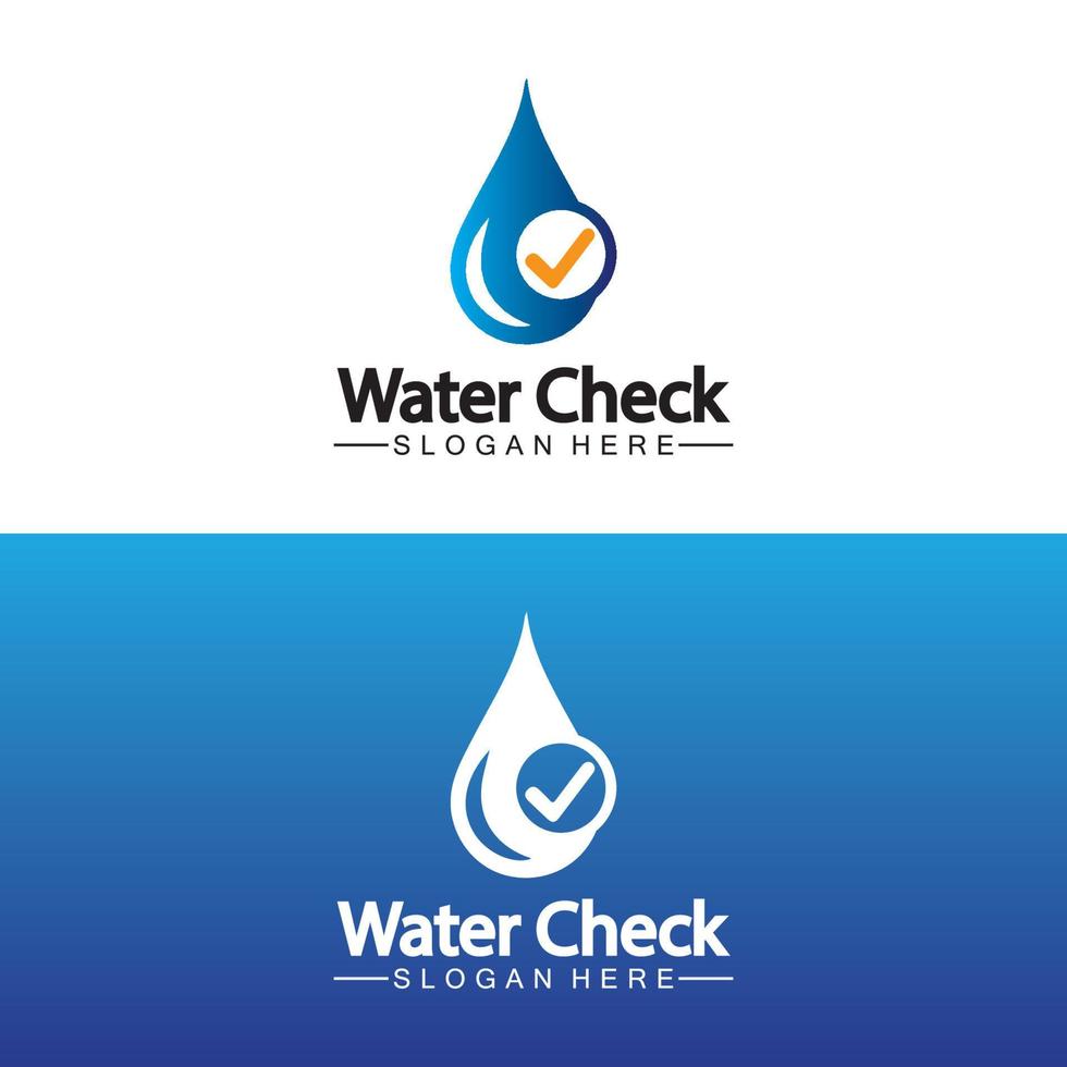 ilustración de icono de vector de logotipo de verificación de gota de agua