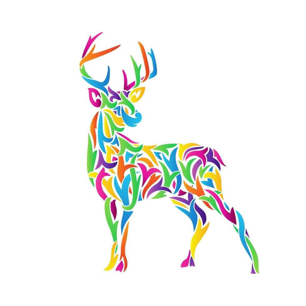 Colorful abstract deer illustration vector