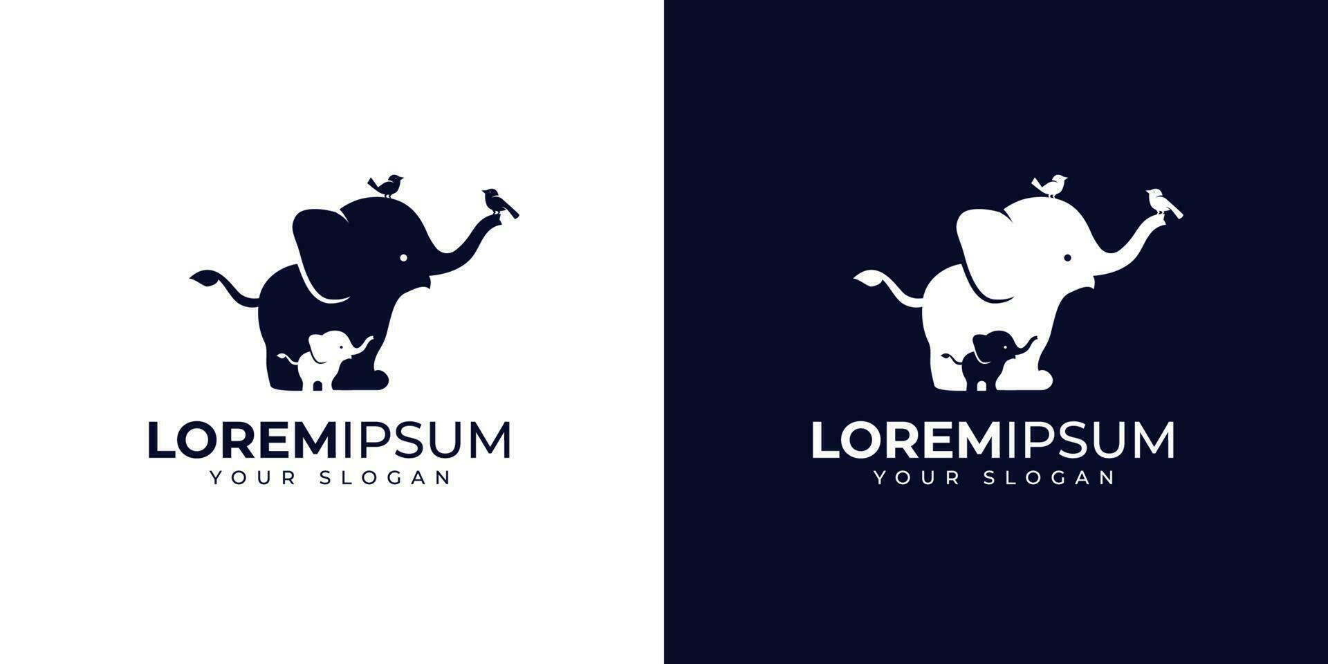 Elephant and bird logo design inspiration vector
