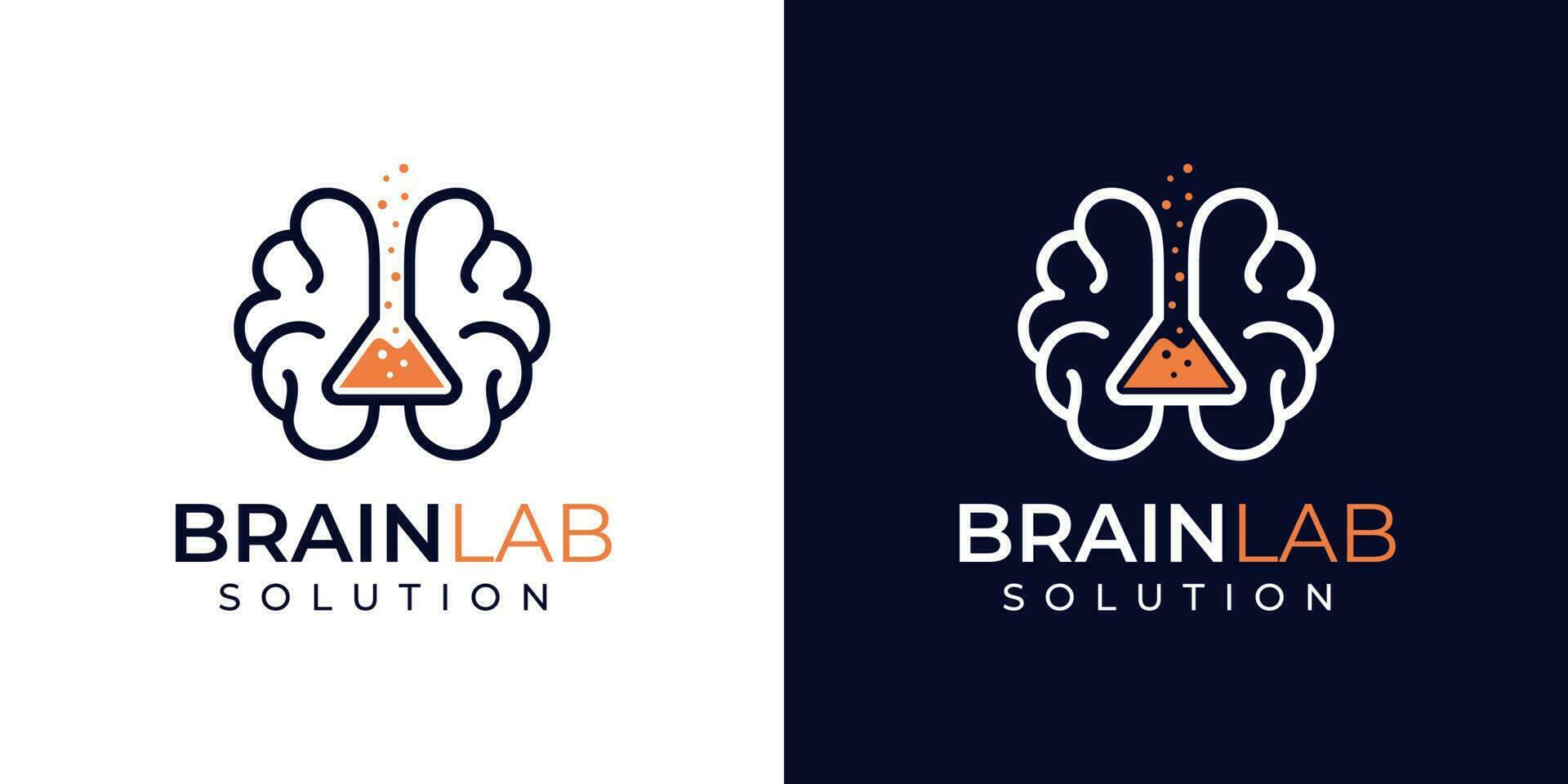 diseño de logotipo de cerebro y laboratorio vector