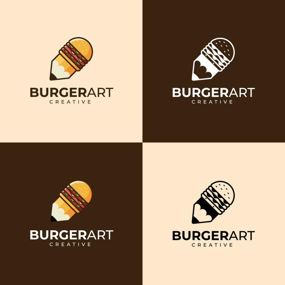Burger and Art logo design vector