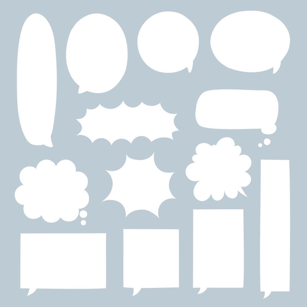 collection set of hand drawing frame border, blank speech bubble balloon, think, speak, talk, text box, banner, flat, design, vector illustration