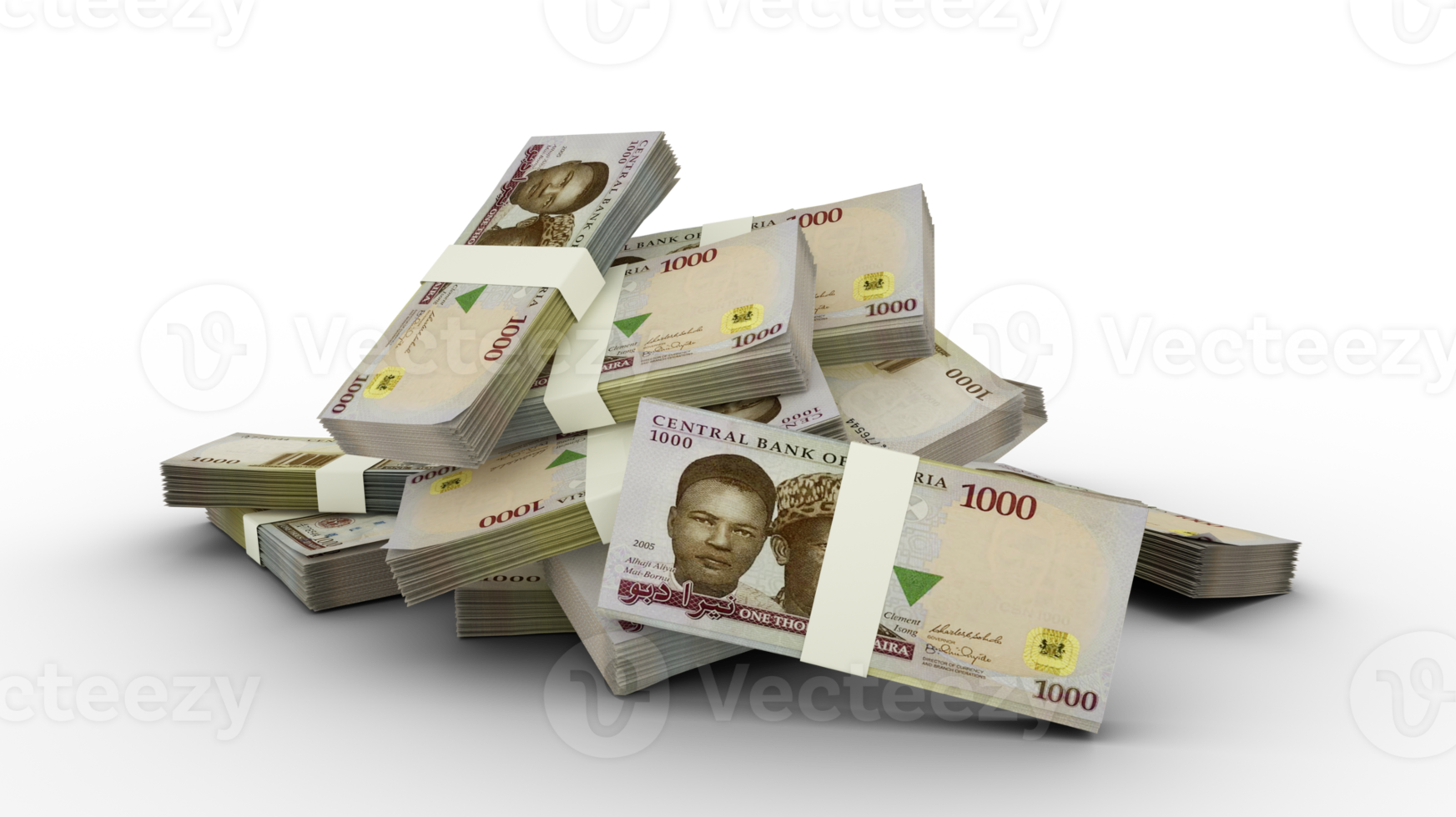 3d stack av 1000 nigerian naira anteckningar png