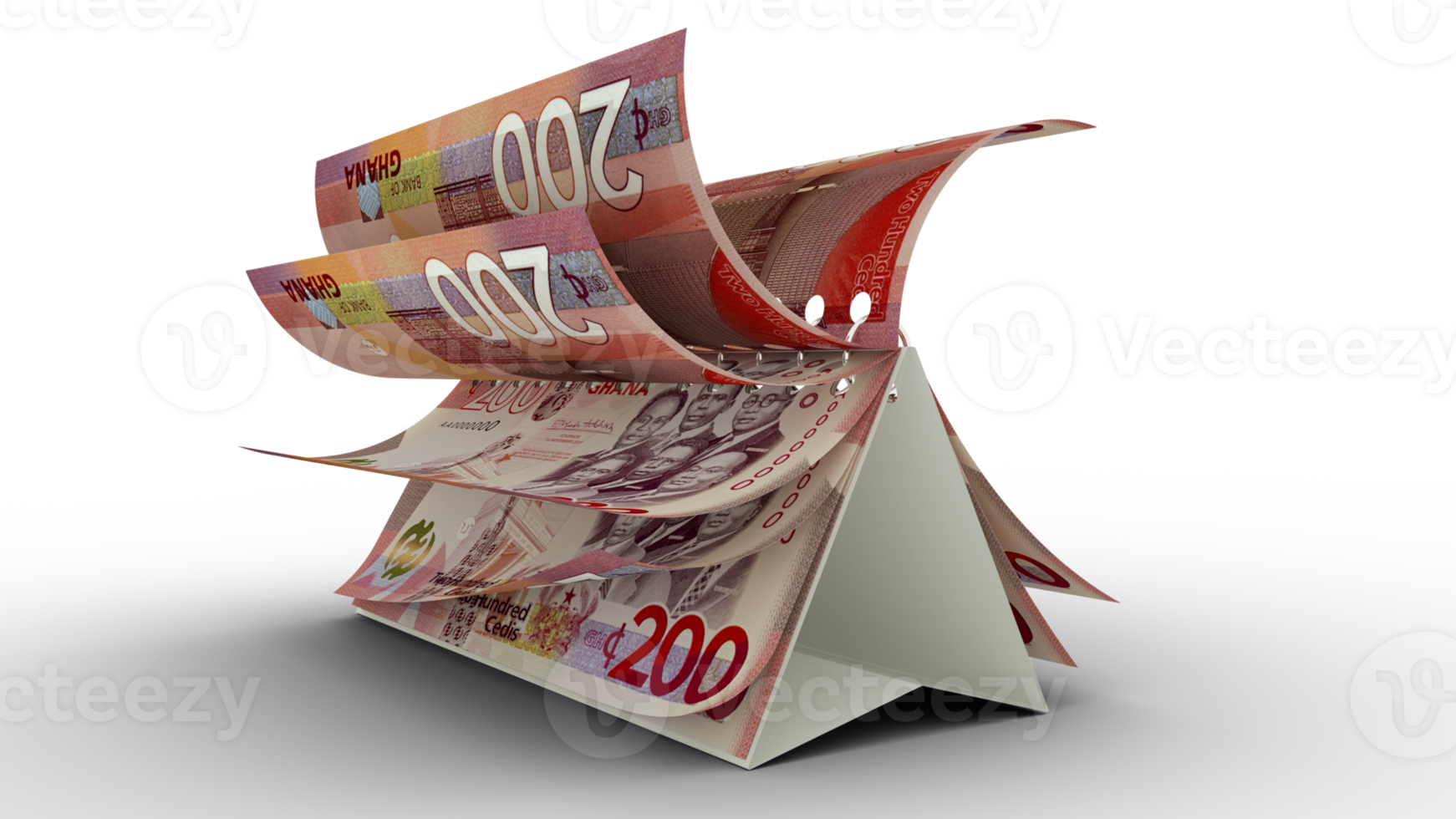 Calendar made of Ghanaian cedi notes isolated on transparent background Calendar made of Ghanaian cedi notes isolated on transparent background