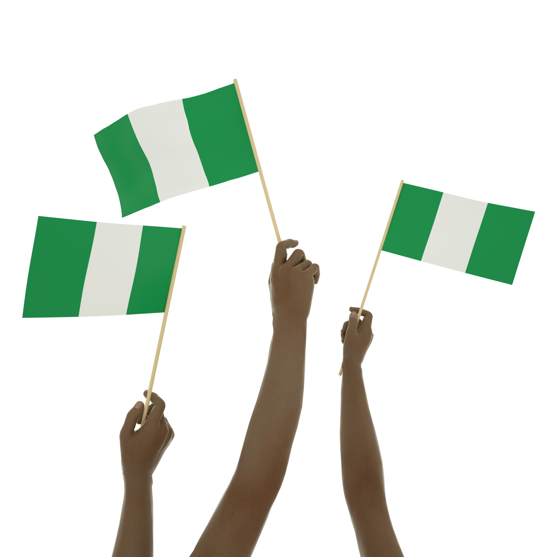 3D realistic pennant with flag of Nigeria on transparent