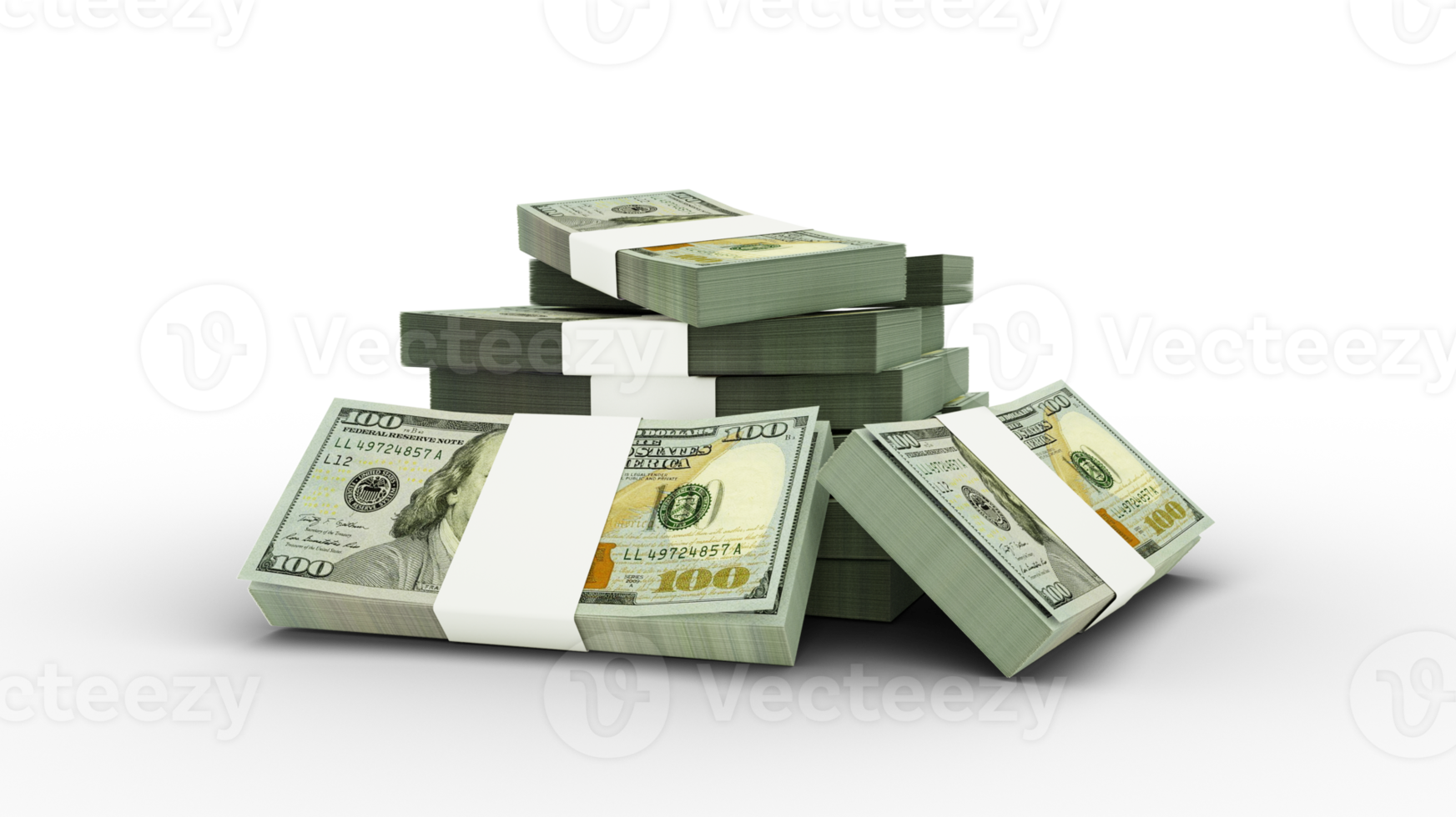 3D Stack of US dollar notes png