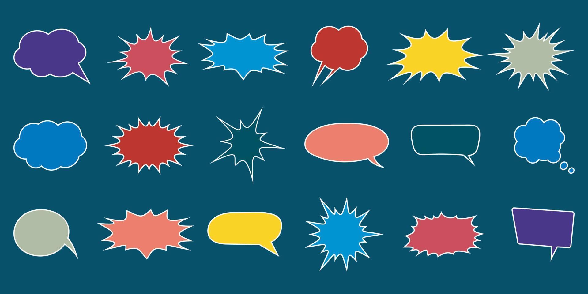 Retro empty comic speech bubbles set  comic pop art style vector