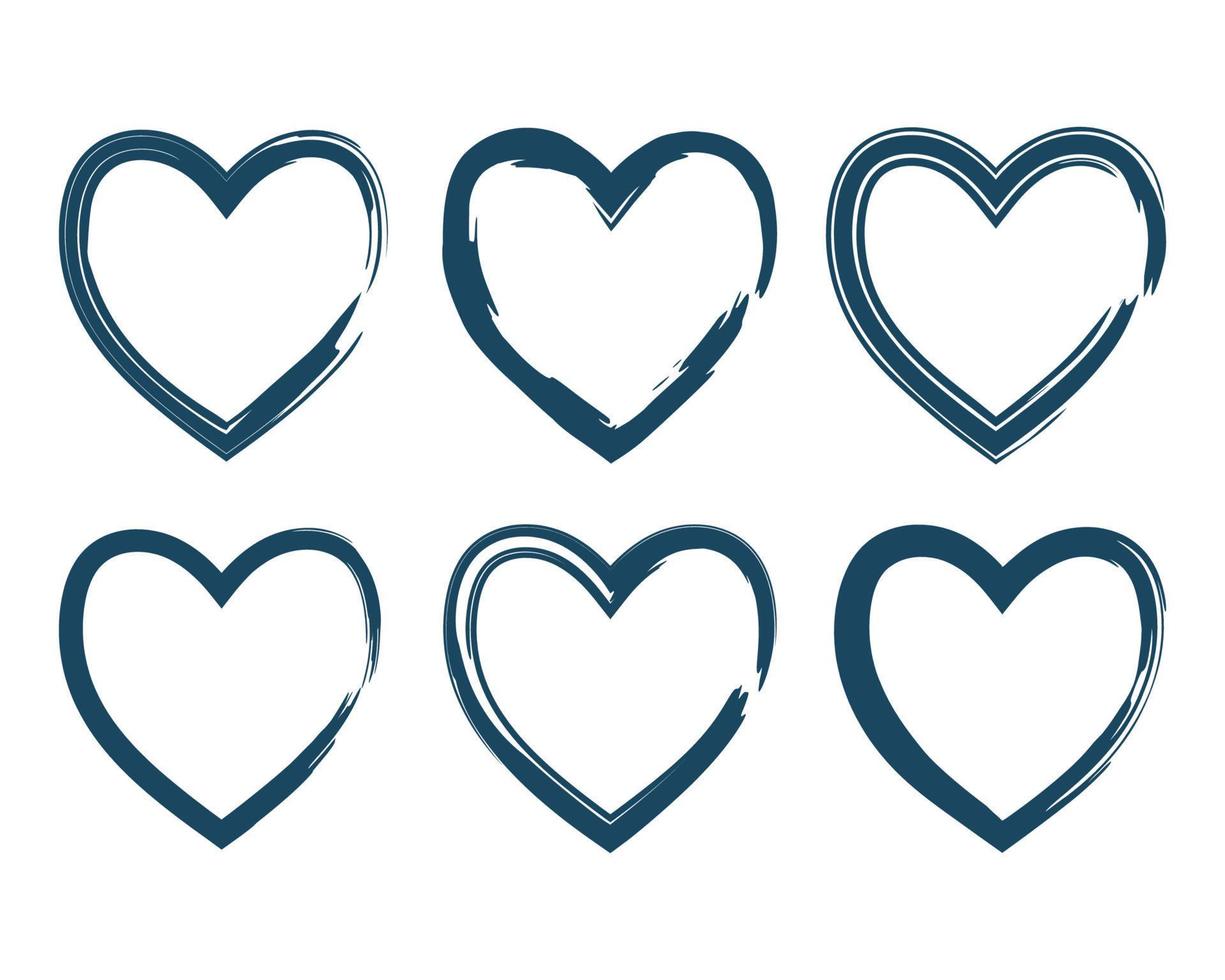 Abstract heart frames with grunge strokee vector