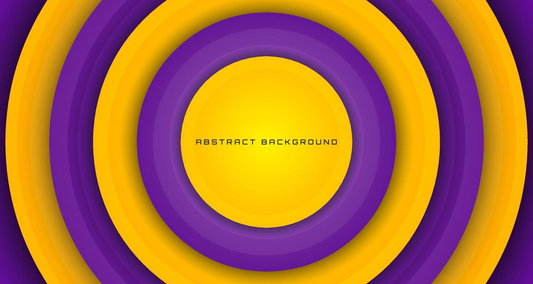 3D yellow purple geometric abstract background overlap layer on bright space with circle decoration. Graphic design element future style concept for banner flyer, card, brochure cover, or landing page vector