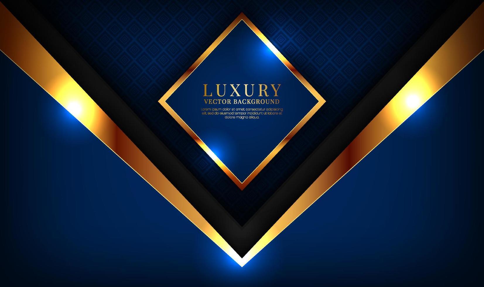 3D blue luxury abstract background overlap layer on dark space with golden rhomb effect decoration. Graphic design element future style concept for banner, flyer, card, brochure cover, or landing page vector
