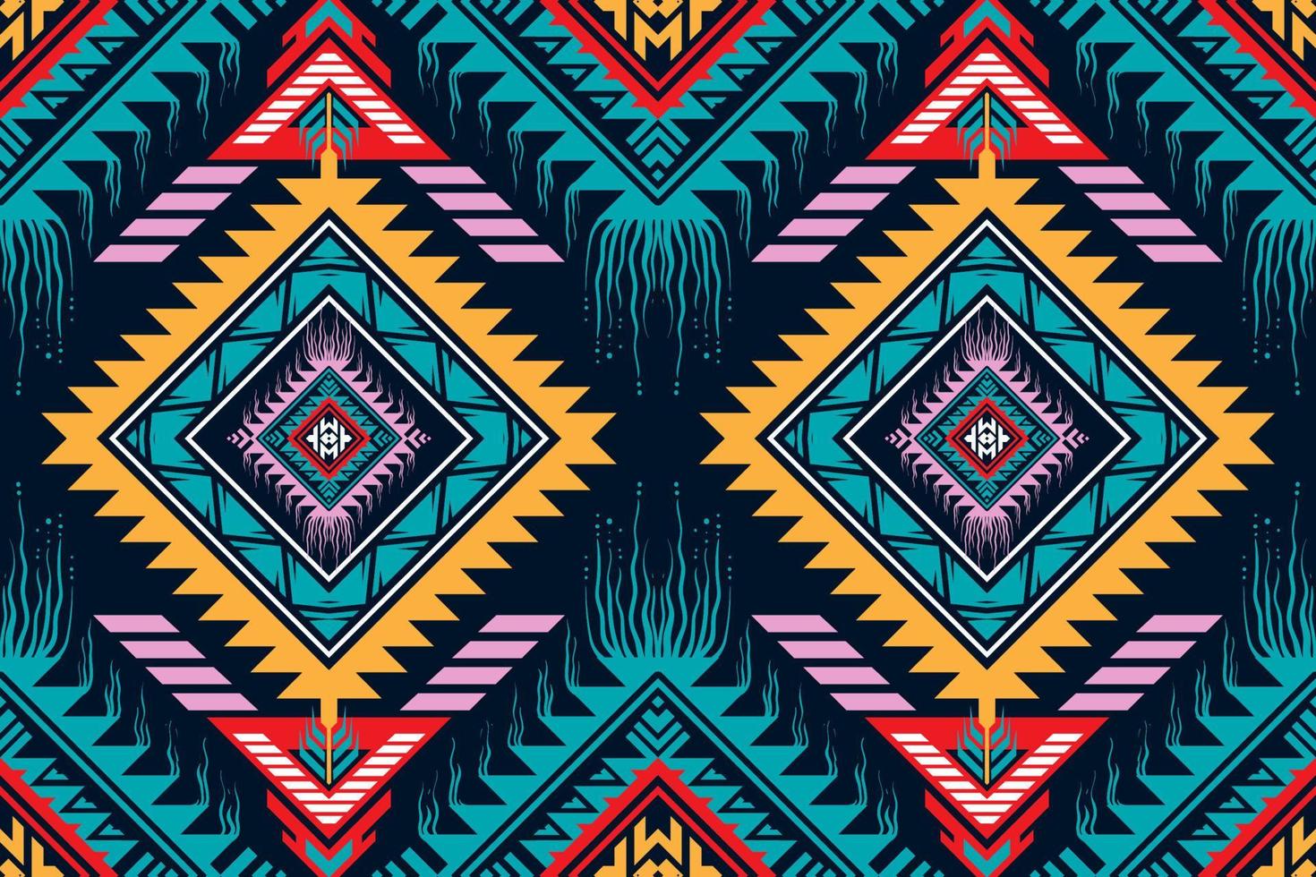 traditional ethnic geometric pattern background design for backgrounds carpet wallpaper clothes wrap fabric seamless embroidery style vector illustration