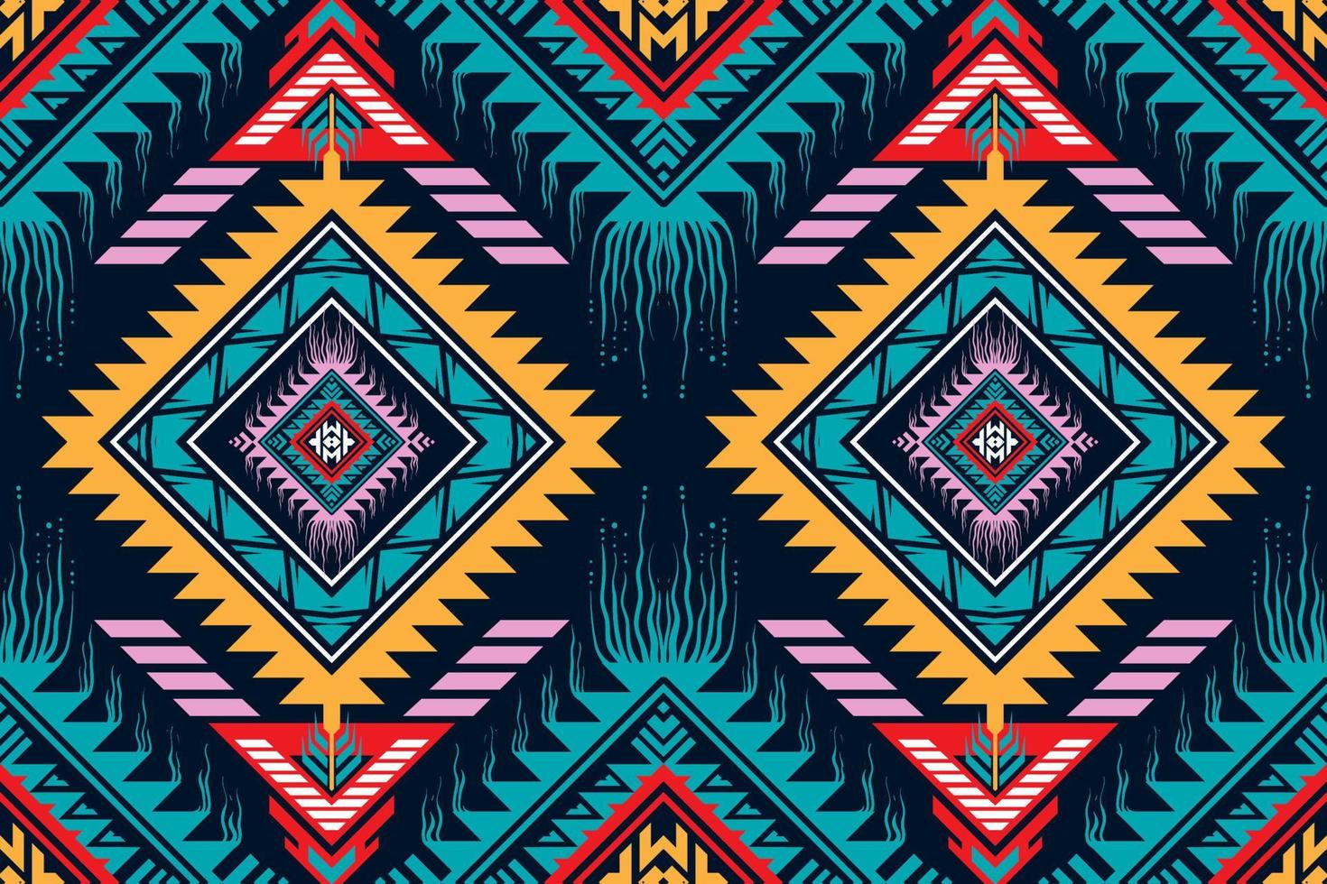 diseño de fondo de patrón geométrico étnico tradicional para fondos alfombra papel pintado ropa envolver tela bordado sin costuras estilo vector ilustración