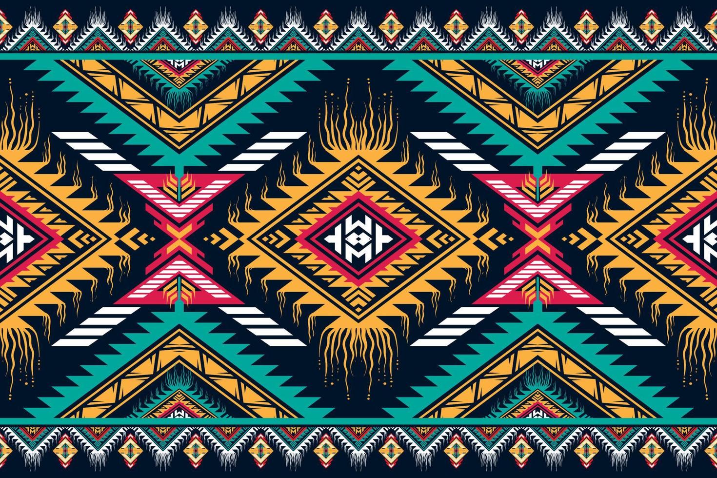 traditional ethnic geometric pattern background design for backgrounds carpet wallpaper clothes wrap fabric seamless embroidery style vector illustration