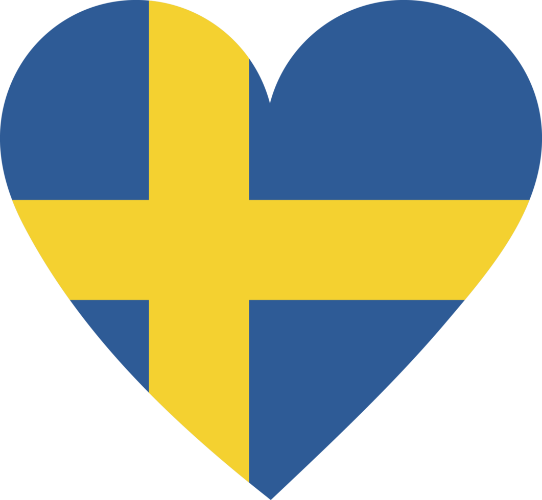 Sweden flag in the shape of a heart. png