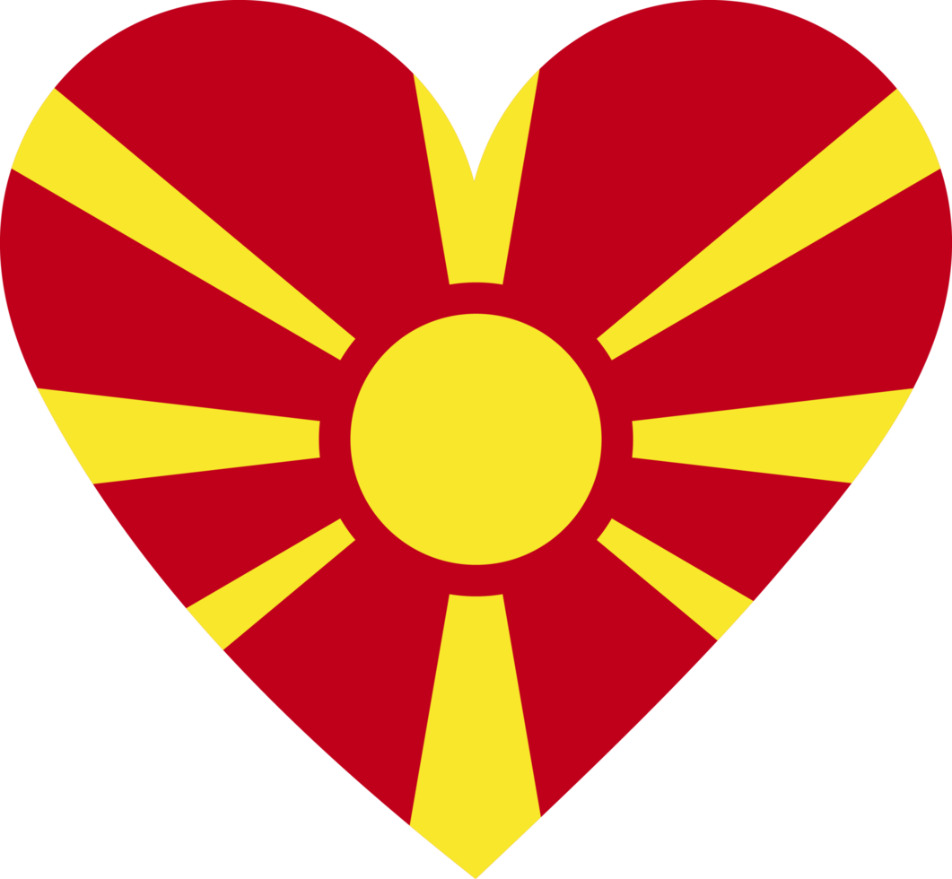 Free bandera de macedonia del norte en forma de corazón. 11571215 PNG