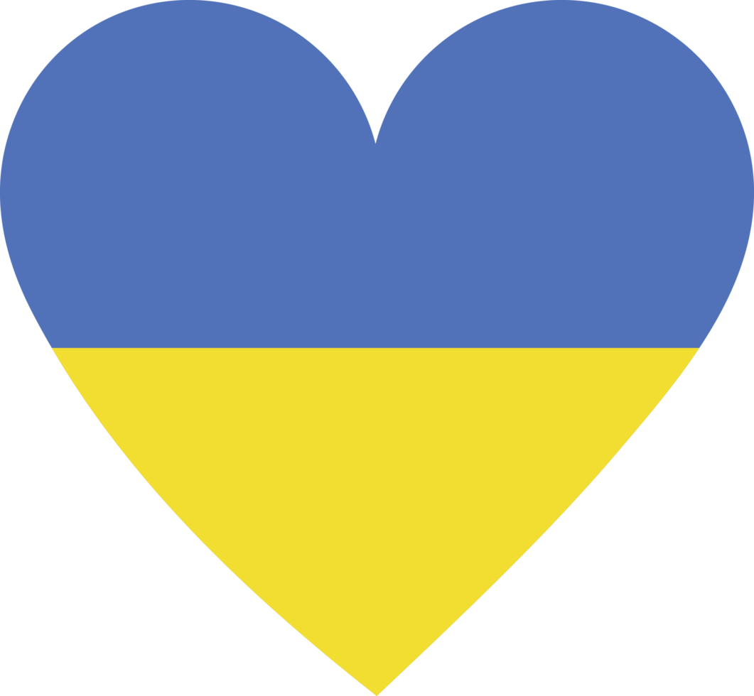 Ukraine flag in the shape of a heart. png
