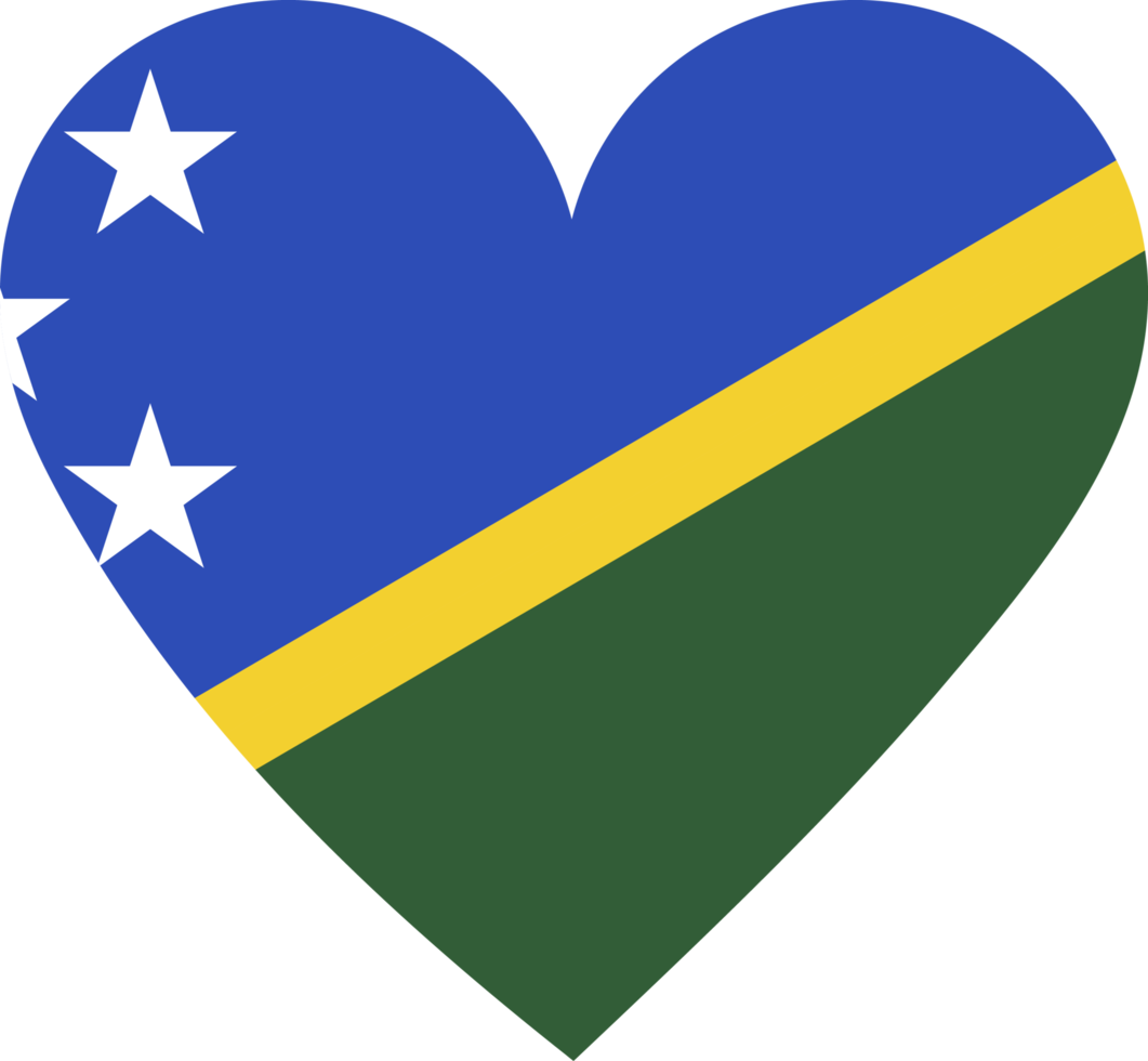 Solomon Islands flag in the shape of a heart. png