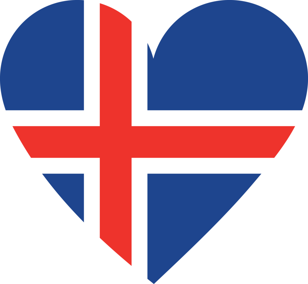 Iceland flag in the shape of a heart. png