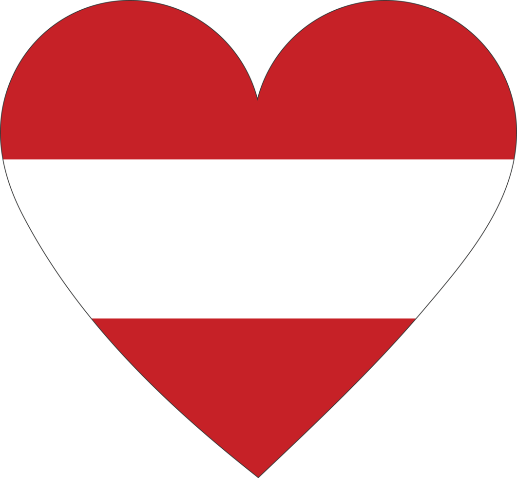 Austria flag in the shape of a heart. png