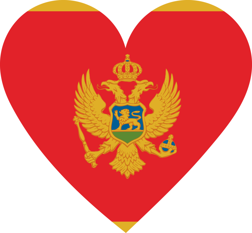 Montenegro flag in the shape of a heart. png
