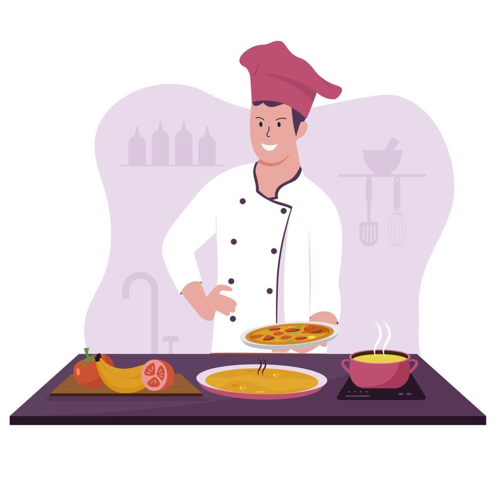 concepto de diseño de ilustración de cocina de personas vector