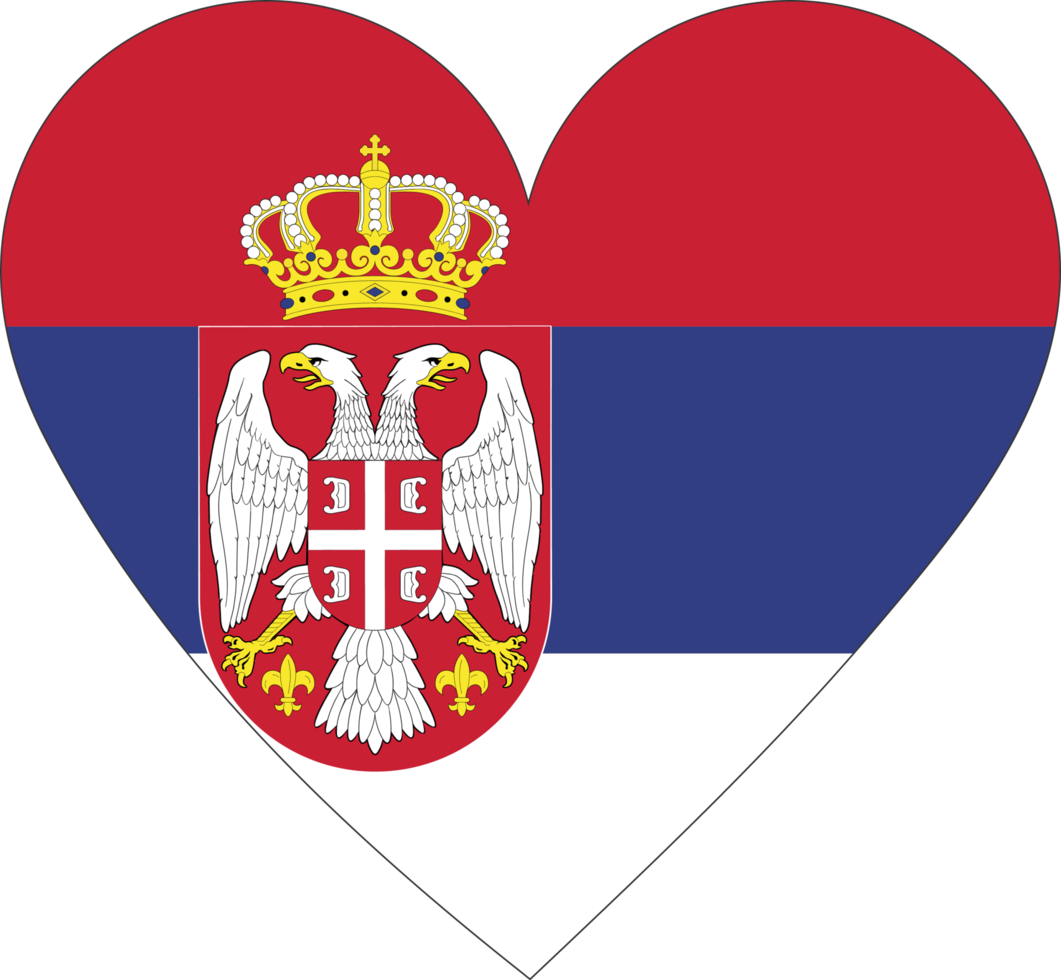 Serbia flag in the shape of a heart. png