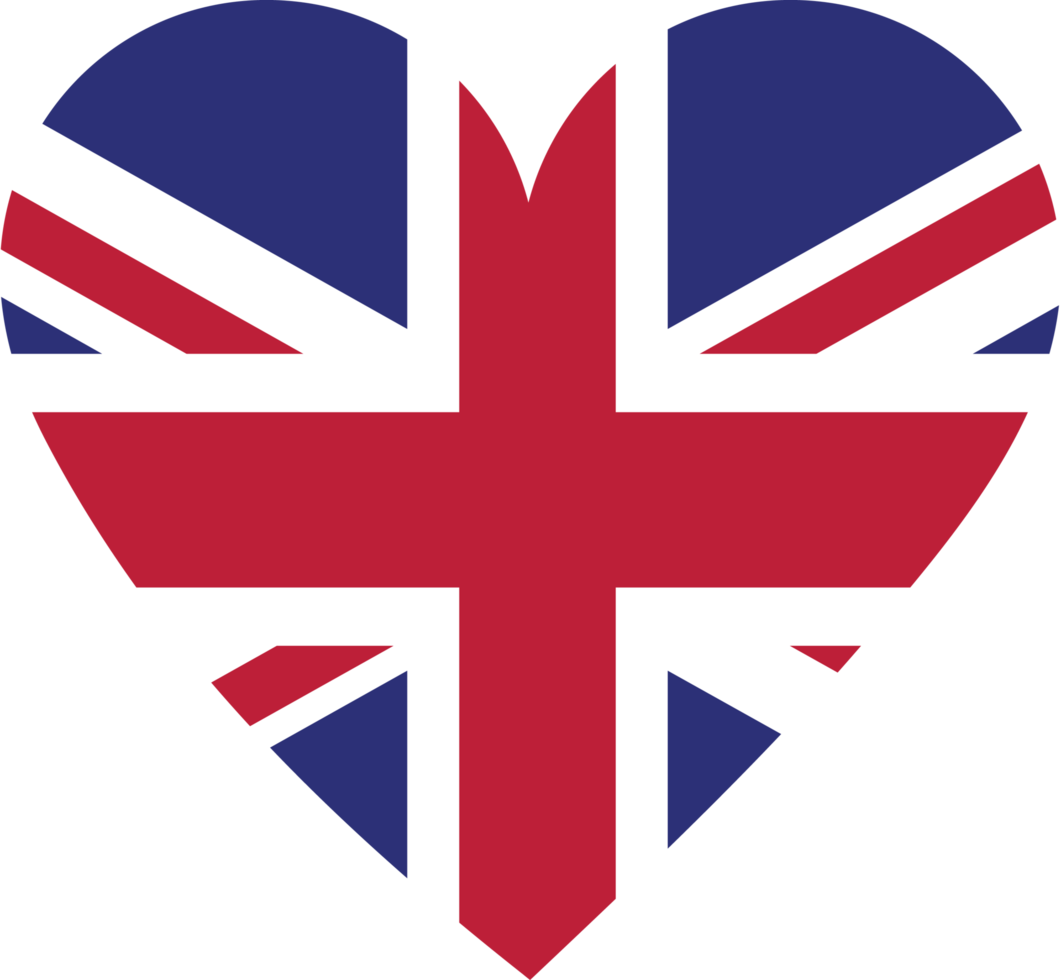 UK flag in the shape of a heart. png